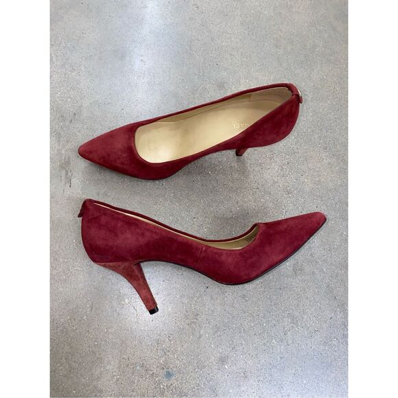 Michael Kors Leather/Suede Red Maroon Pumps Dorothy Berry Heels, Size 6.5 - Picture 1 of 7